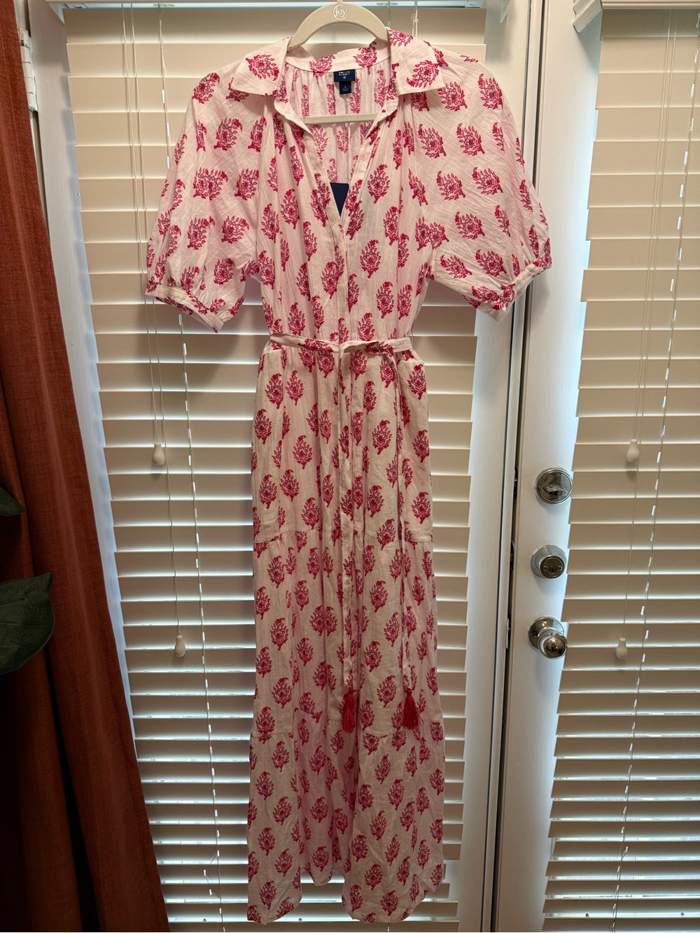 White & Pink Floral Maxi Dress with Tie Waist